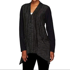 LOGO Lori Goldstein Asymmetrical Zip Cardigan XL